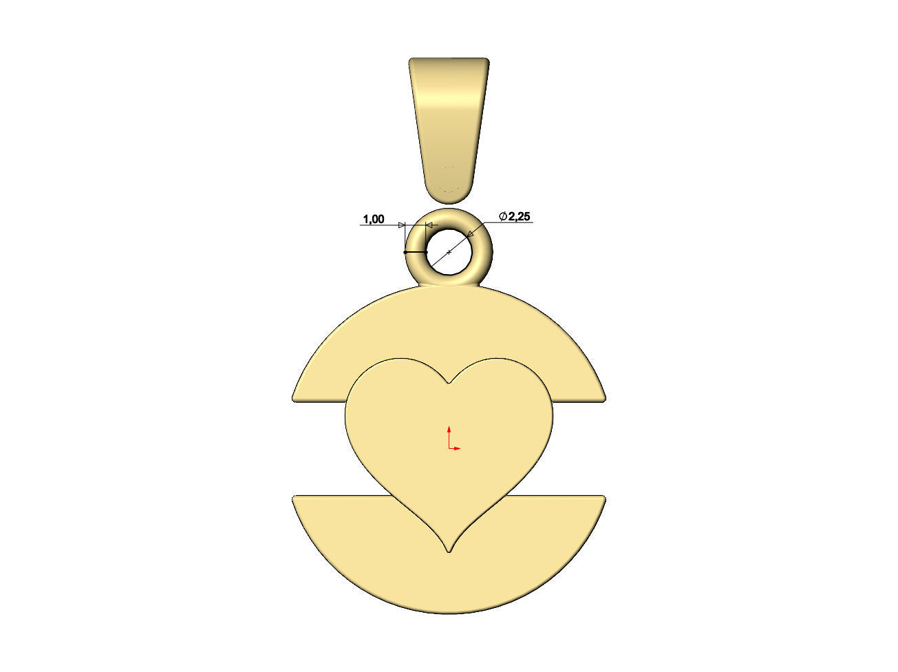 Heart playing card split round pendant with bail 3D print model_7