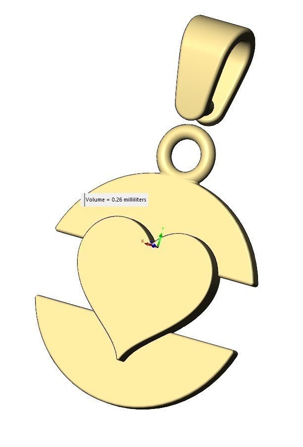 Heart playing card split round pendant with bail 3D print model_14