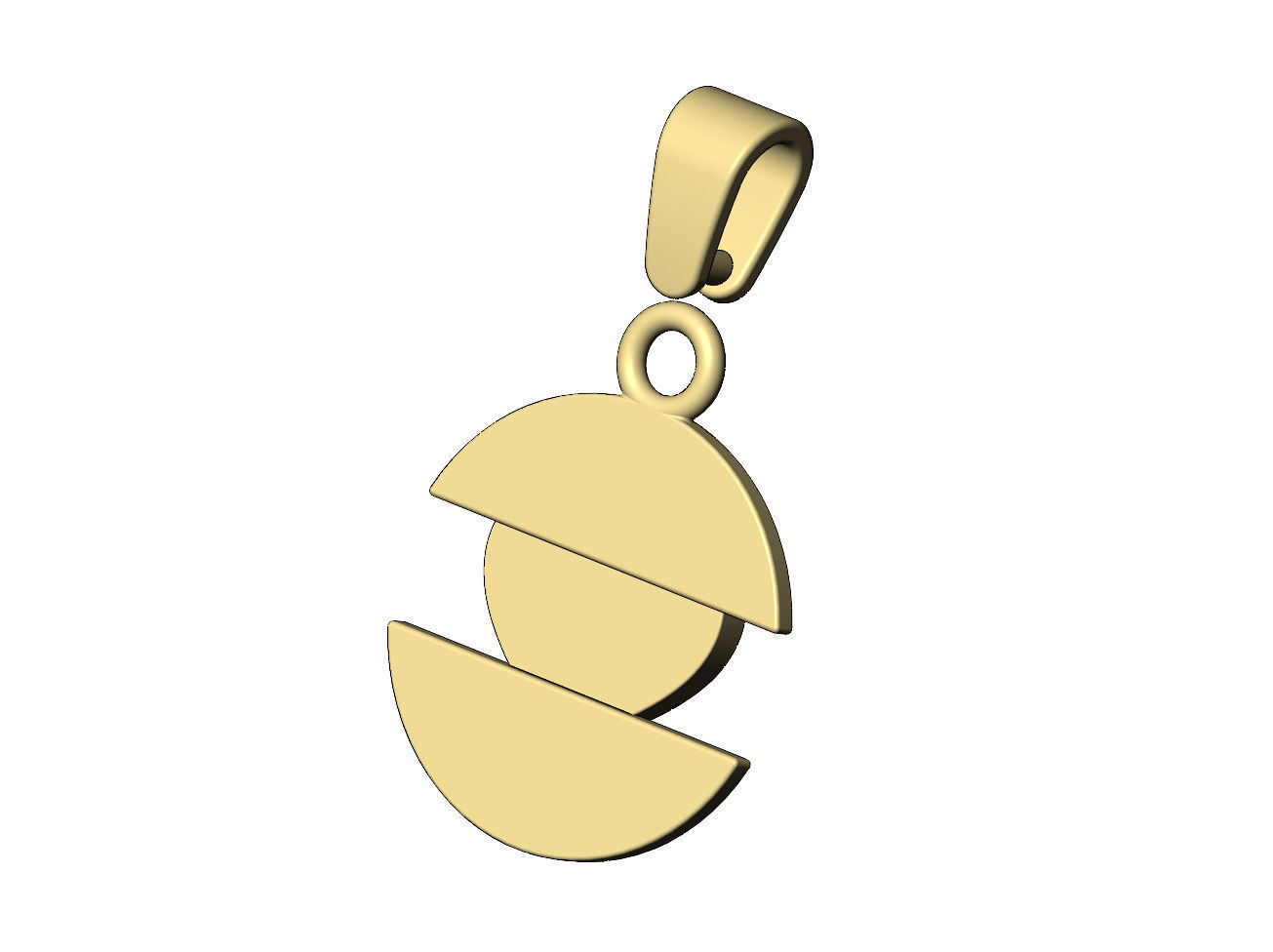 Heart playing card split round pendant with bail 3D print model_10