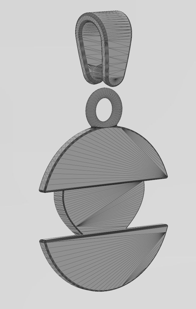 Heart playing card split round pendant with bail 3D print model_13