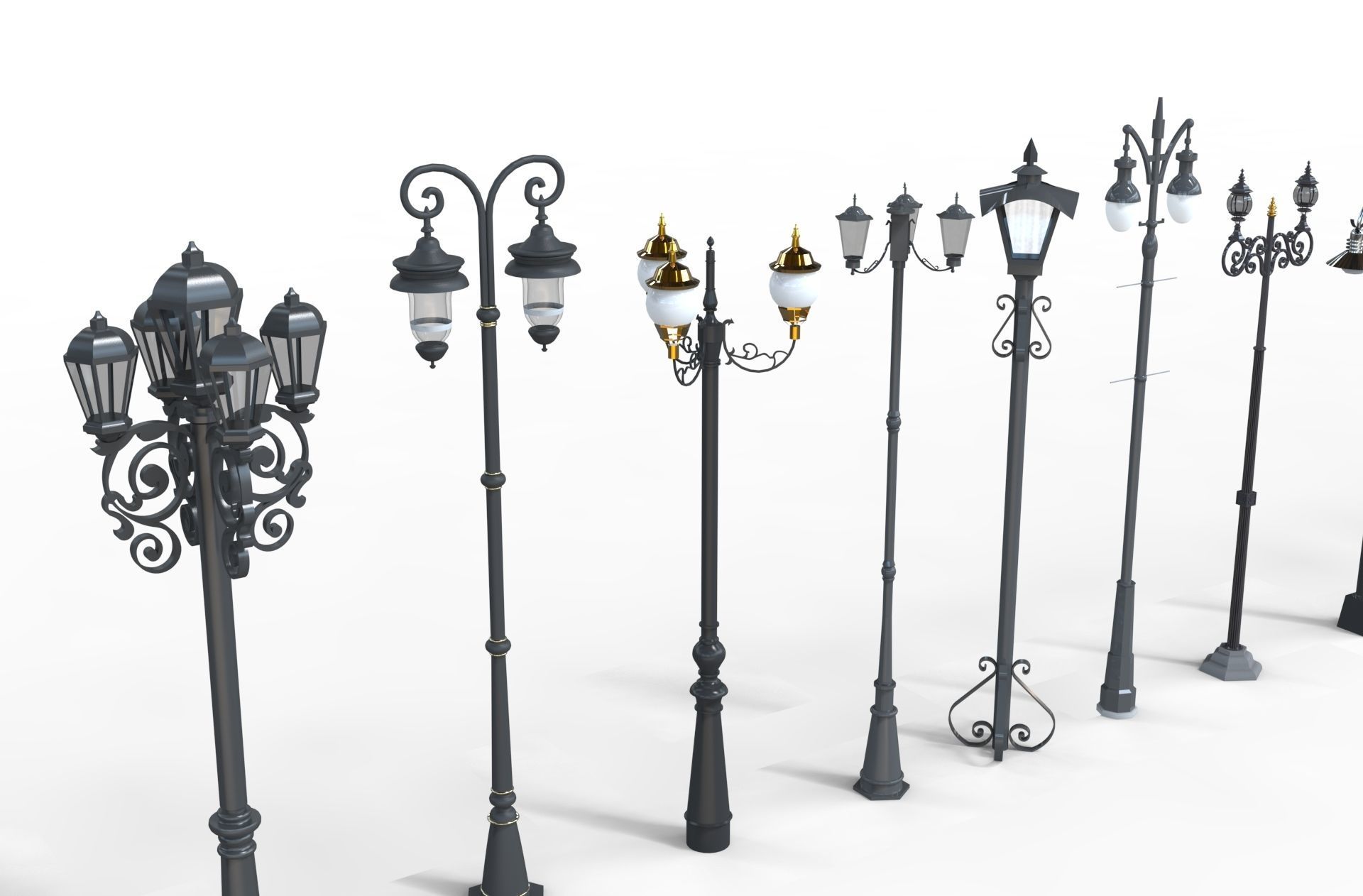 Garden Pole Light Collection 3d models 3D model_7