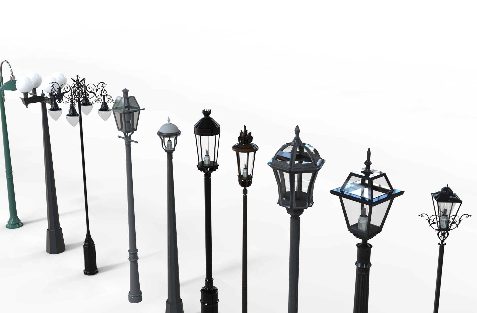 Garden Pole Light Collection 3d models 3D model_6