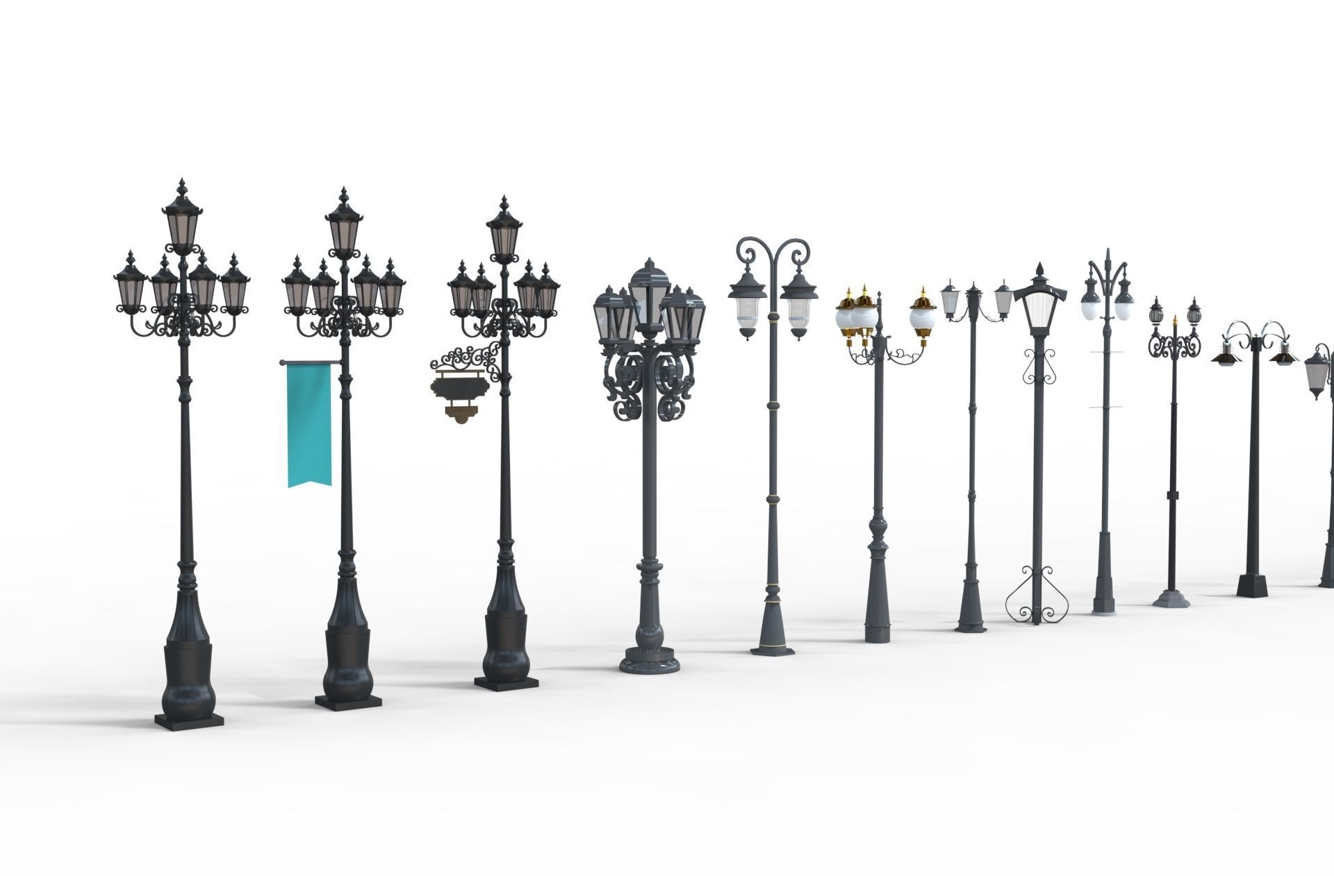 Garden Pole Light Collection 3d models 3D model_2