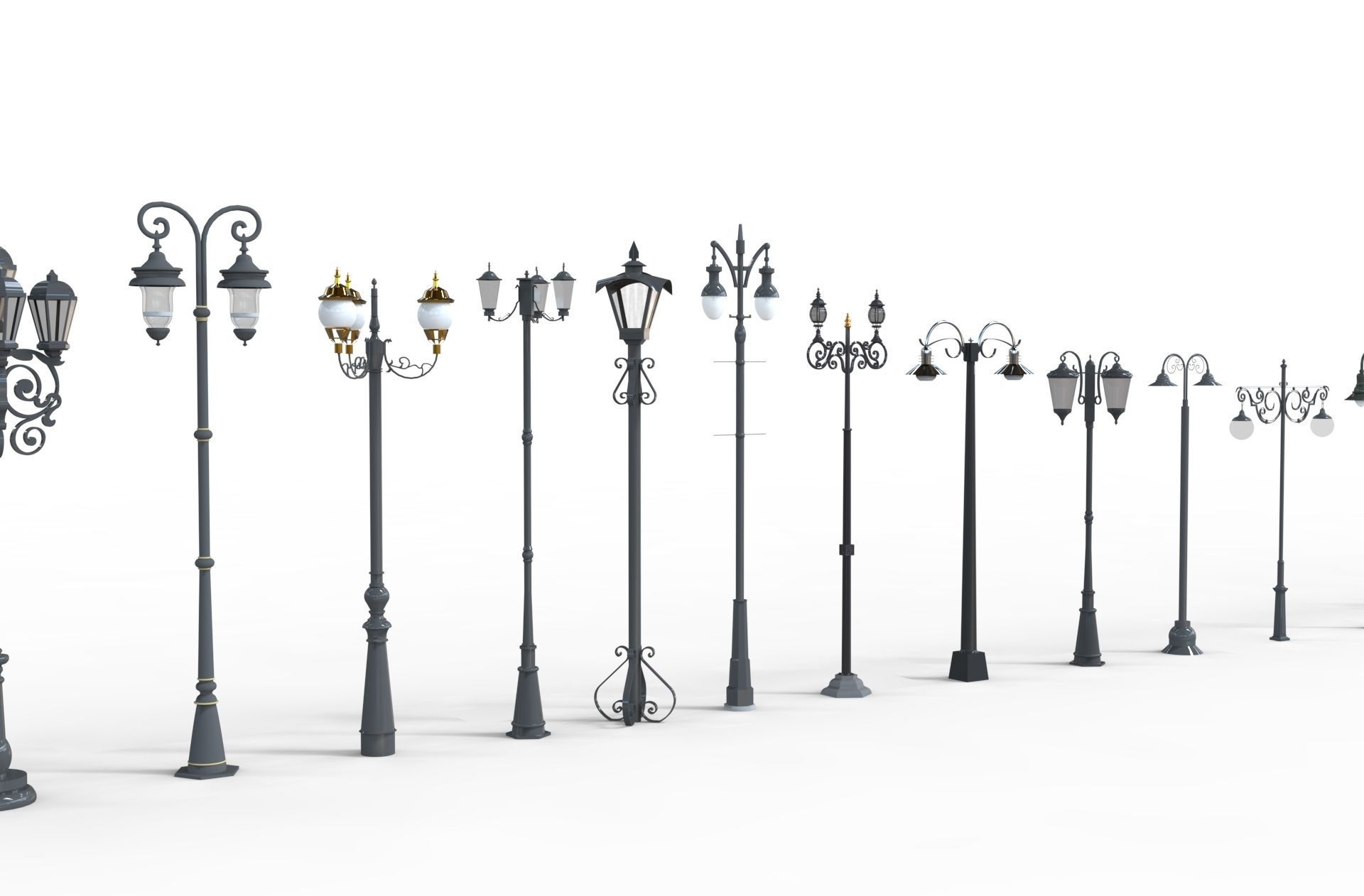Garden Pole Light Collection 3d models 3D model_3