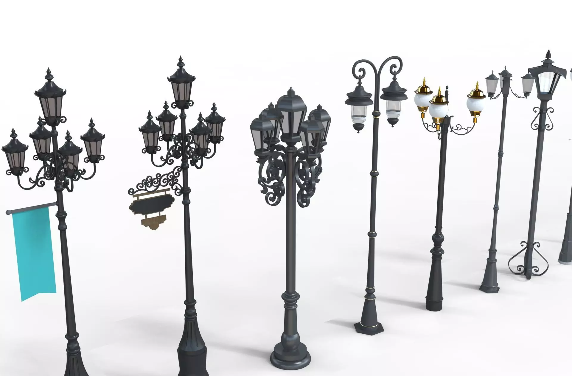 Garden Pole Light Collection 3d models 3D model_0