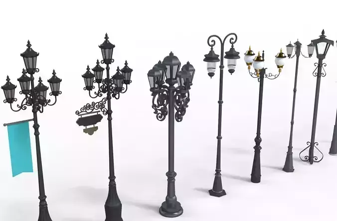 Garden Pole Light Collection 3d models