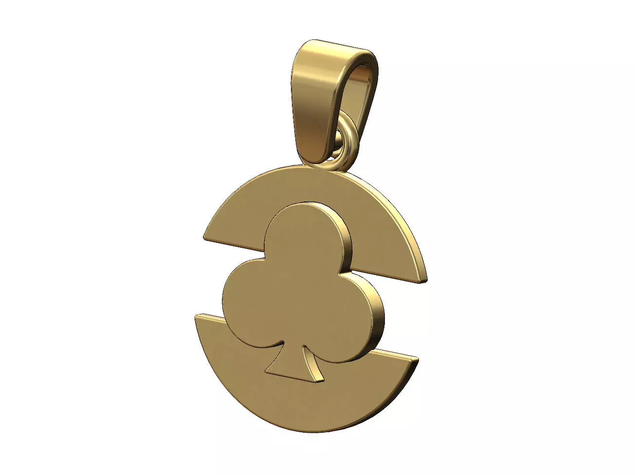 Clubs playing card split round pendant with bail 3D print model