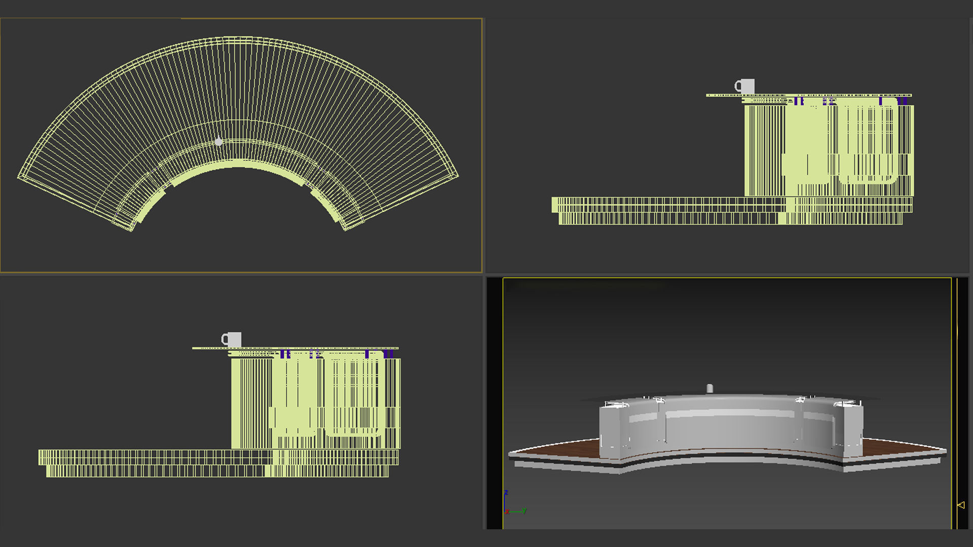 Virtual News Desk set Low-poly 3D model_9