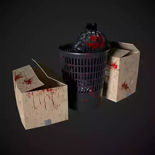 Trash And Carton Box Low-poly 3D model
