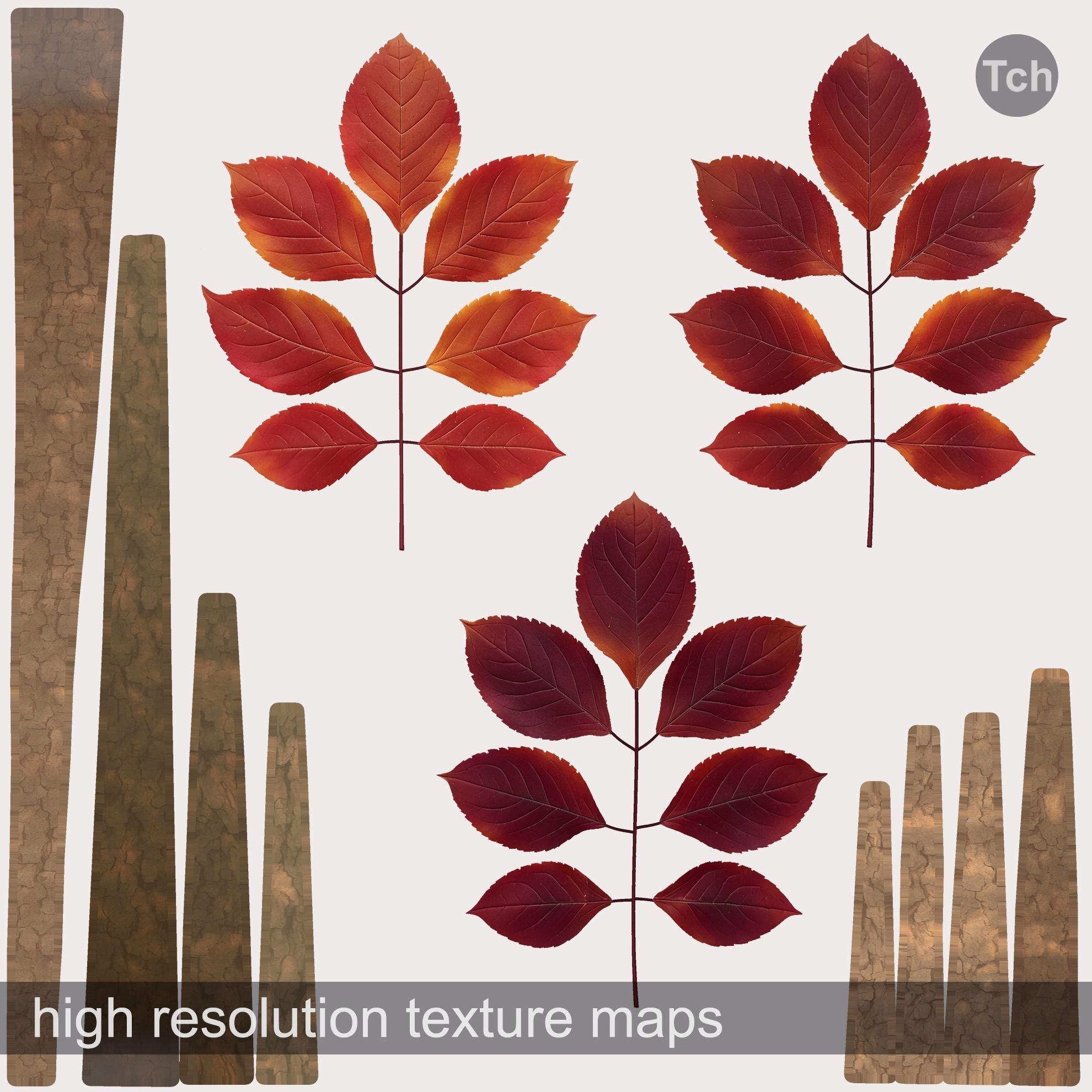 Red fall bouquet Low-poly 3D model_8