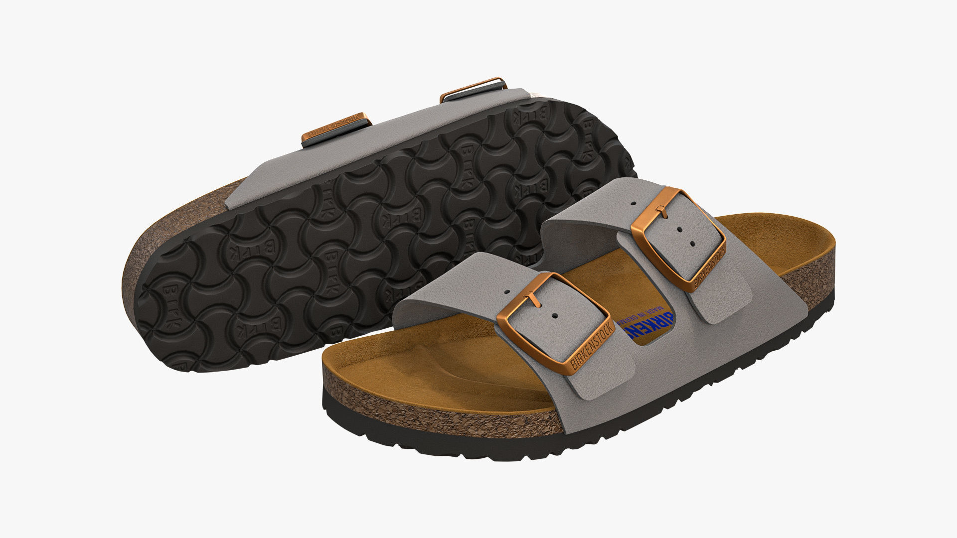 Birkenstock Arizona Grey Leather 3D model_1