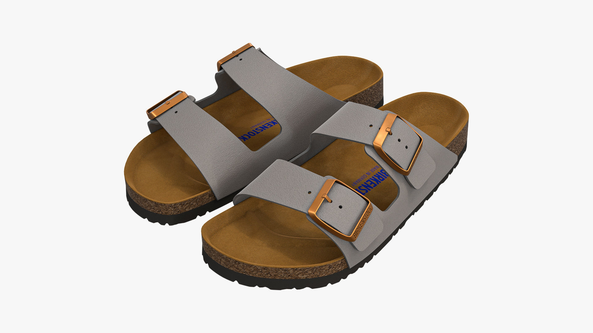 Birkenstock Arizona Grey Leather 3D model_4