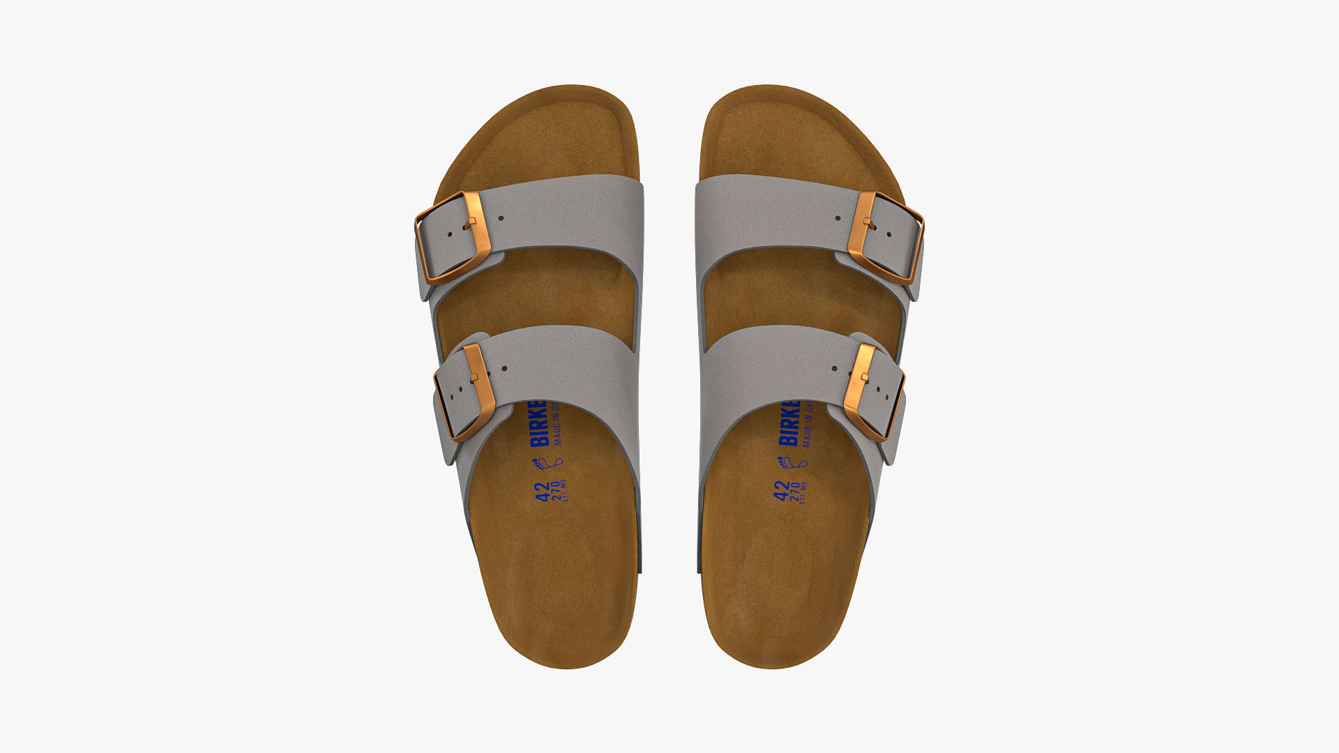 Birkenstock Arizona Grey Leather 3D model_3