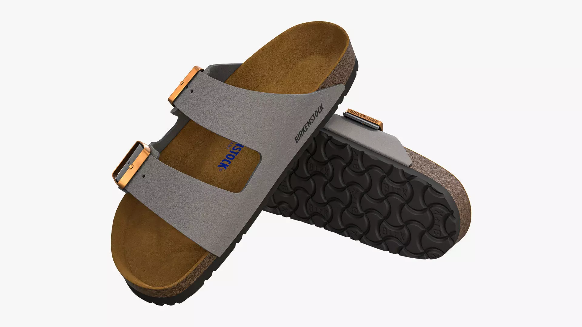 Birkenstock Arizona Grey Leather 3D model_0