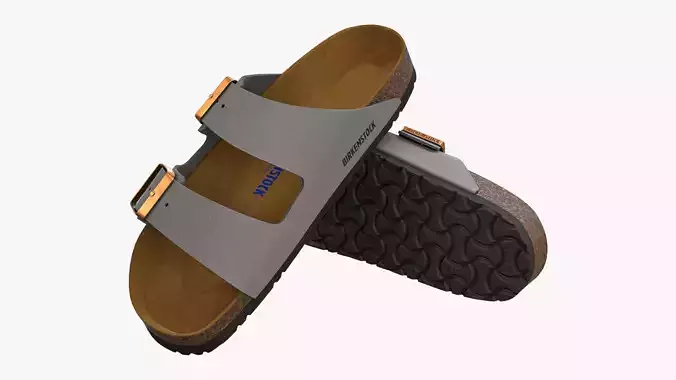 Birkenstock Arizona Grey Leather 3D model