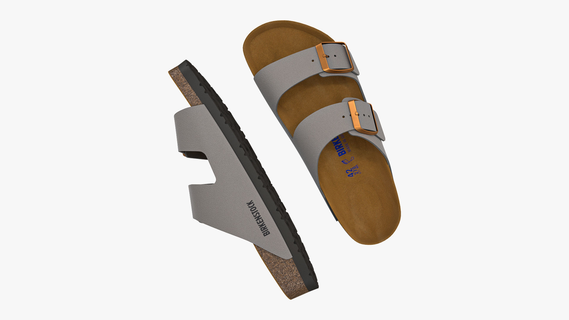 Birkenstock Arizona Grey Leather 3D model_2