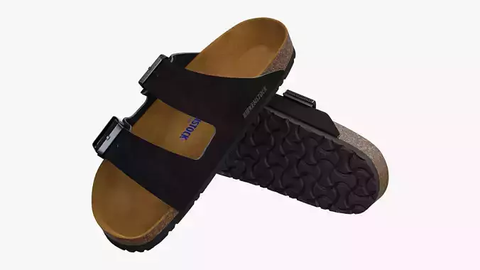 Birkenstock Arizona Black Suede 3D model