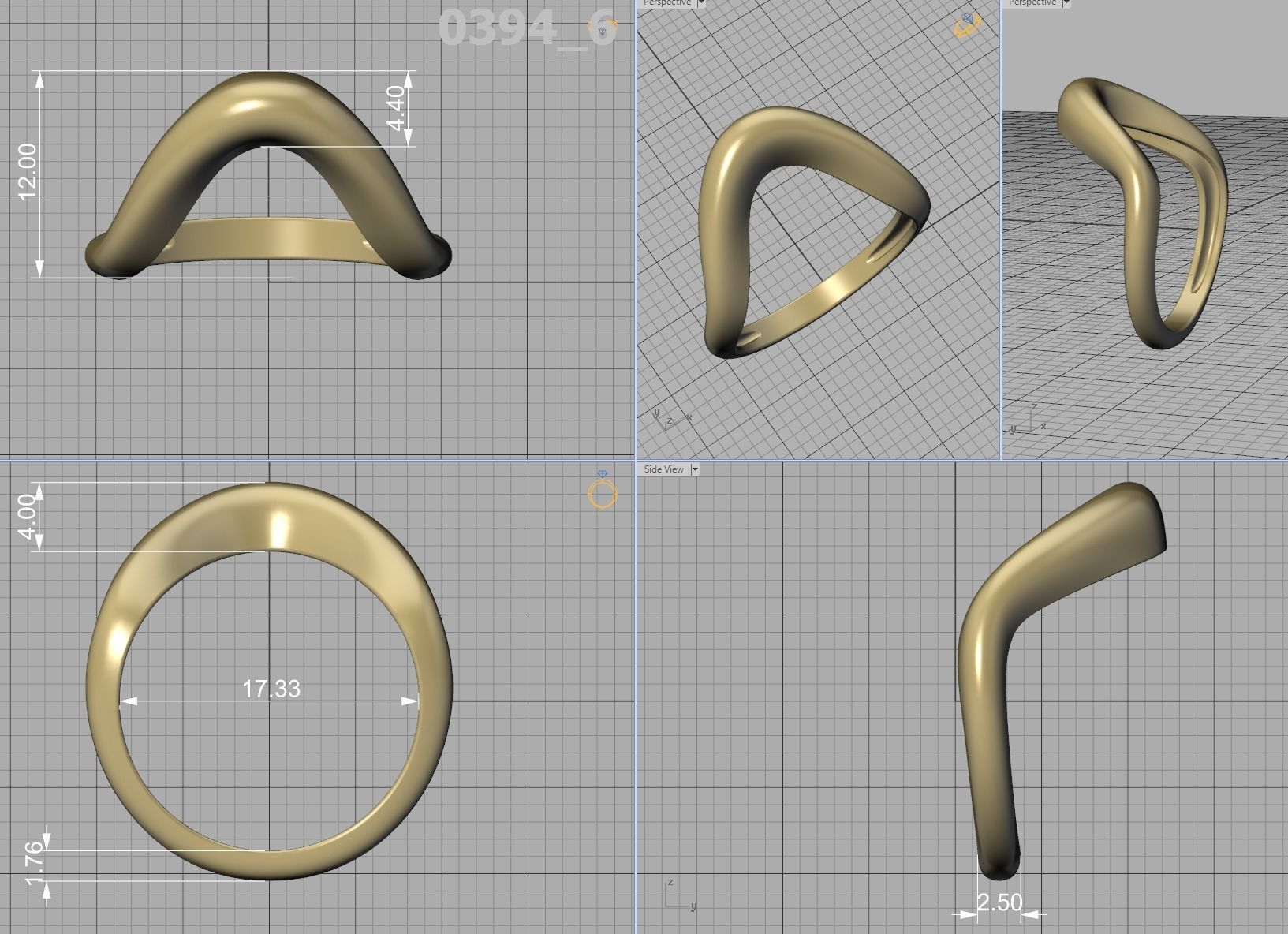 Wavy Dome Ring Curvy statement ring 3dmodel 3D print model_6