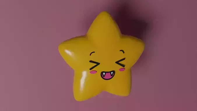 Cute star happy face 3d model