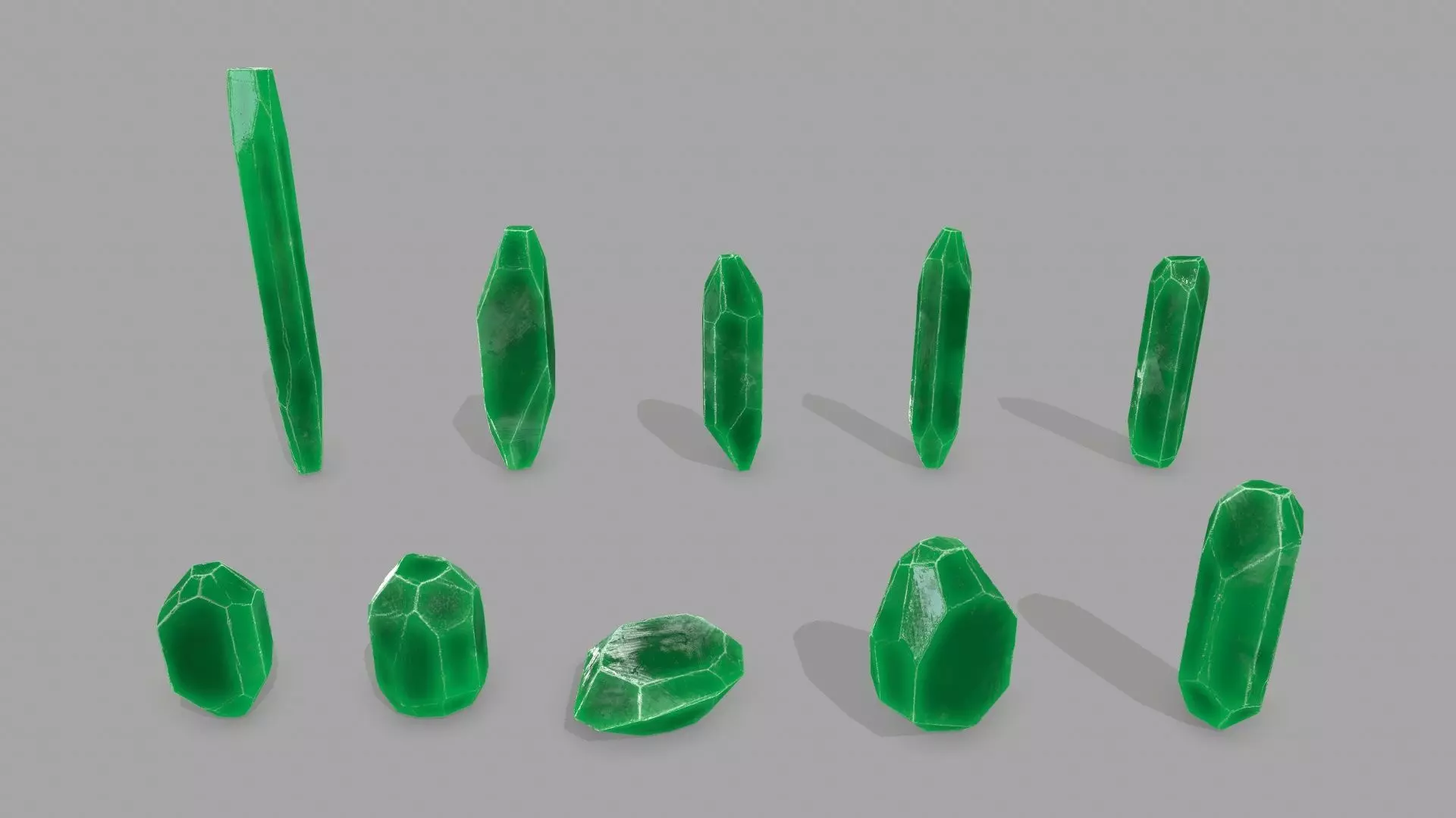 crystal set Low-poly 3D model_0