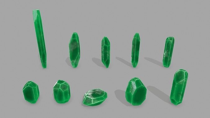 crystal set Low-poly 3D model