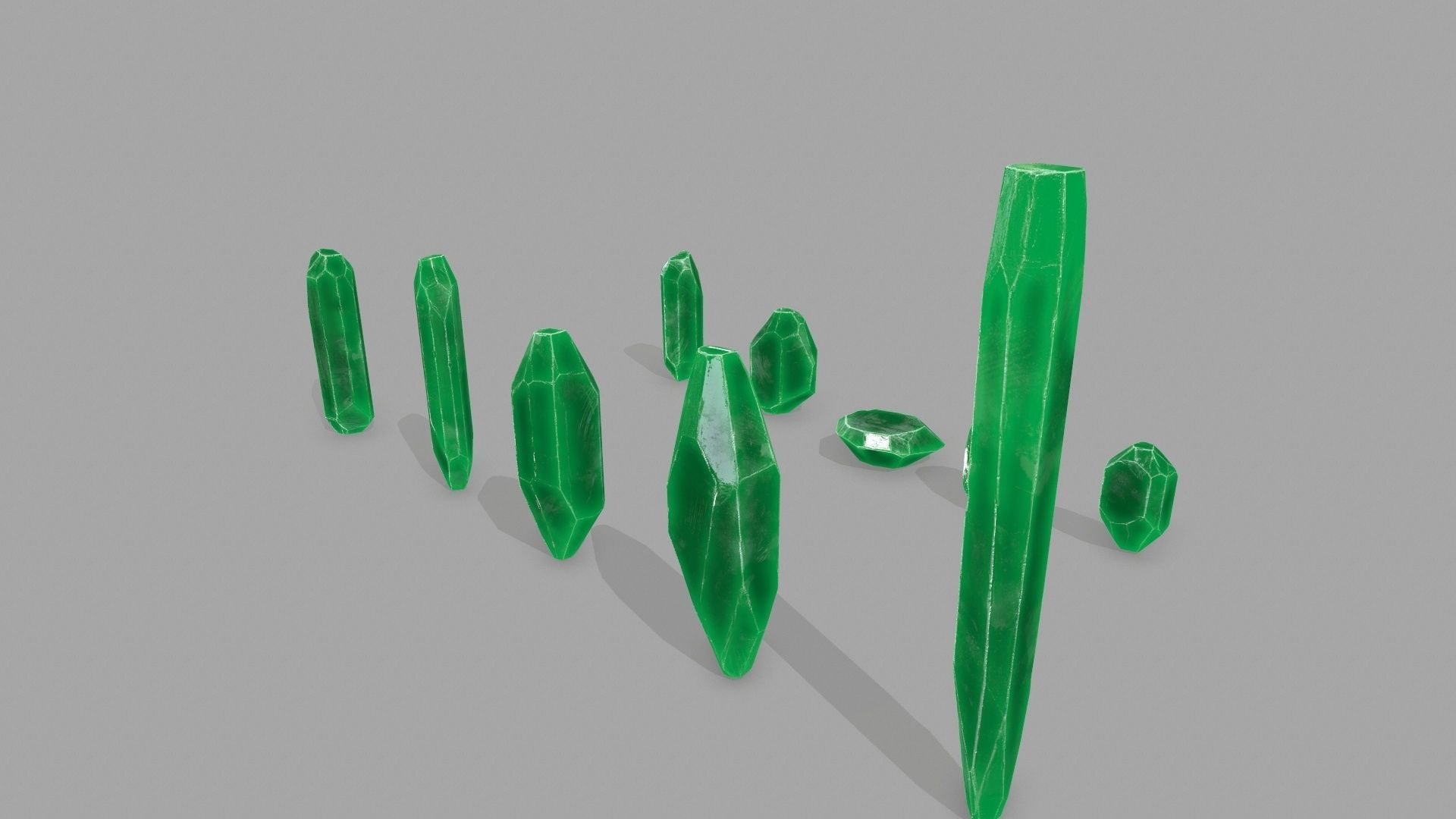 crystal set Low-poly 3D model_8