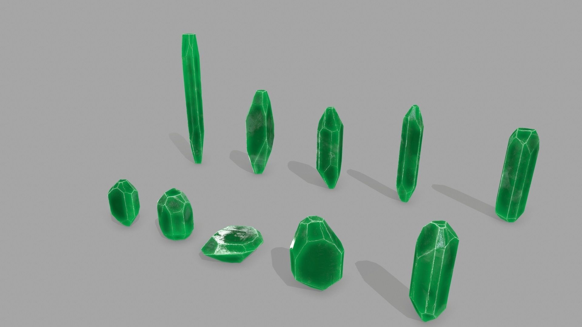 crystal set Low-poly 3D model_3