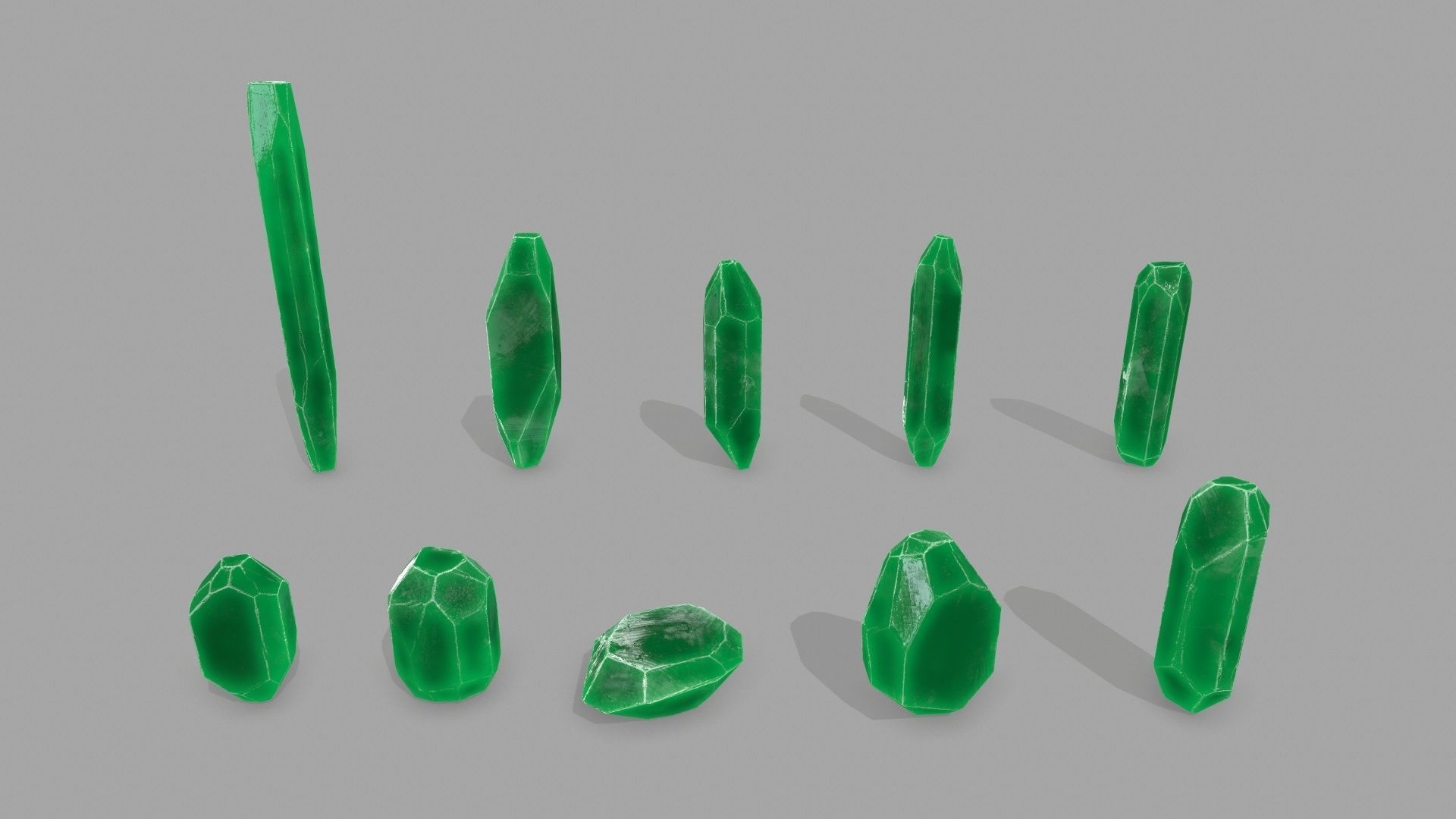 crystal set Low-poly 3D model_2