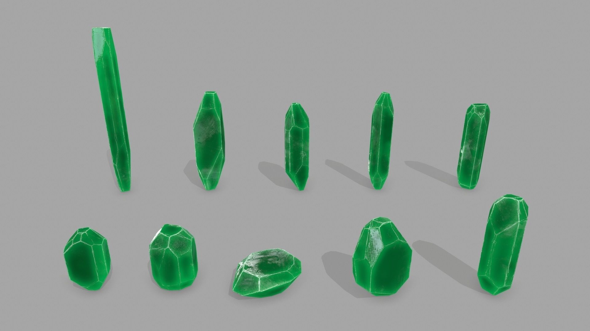 crystal set Low-poly 3D model_1