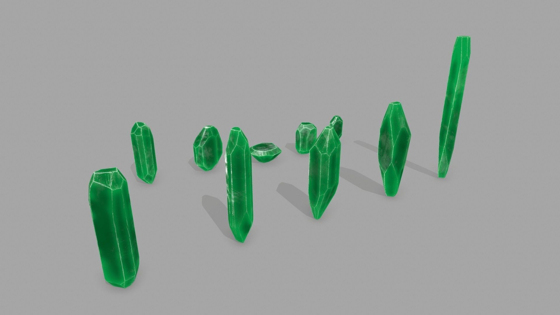 crystal set Low-poly 3D model_6