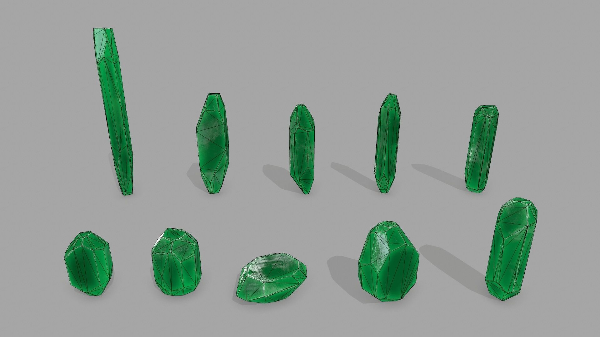 crystal set Low-poly 3D model_16