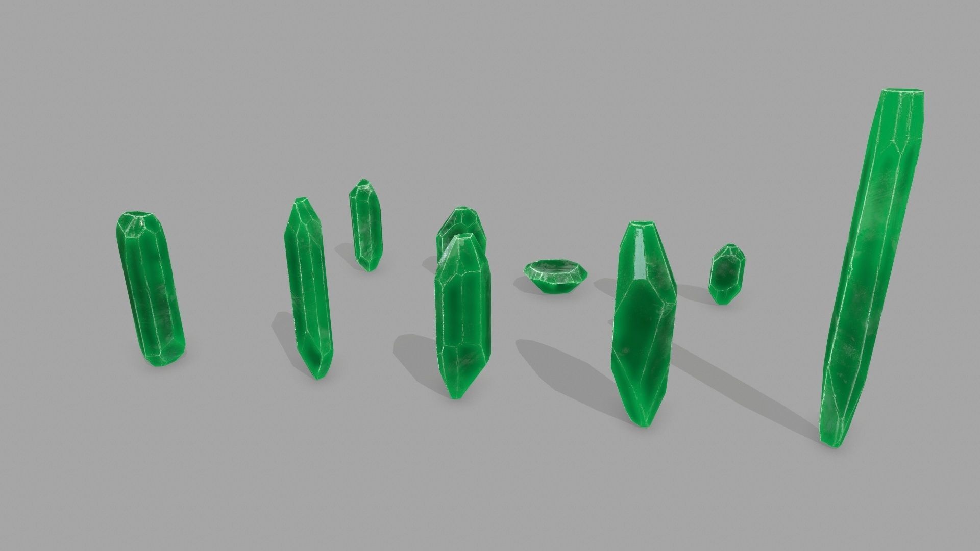 crystal set Low-poly 3D model_7