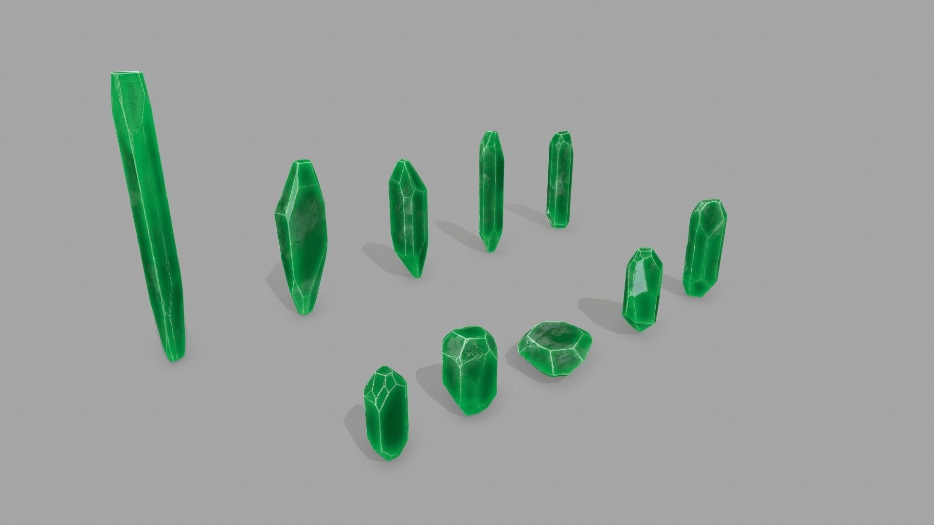crystal set Low-poly 3D model_10