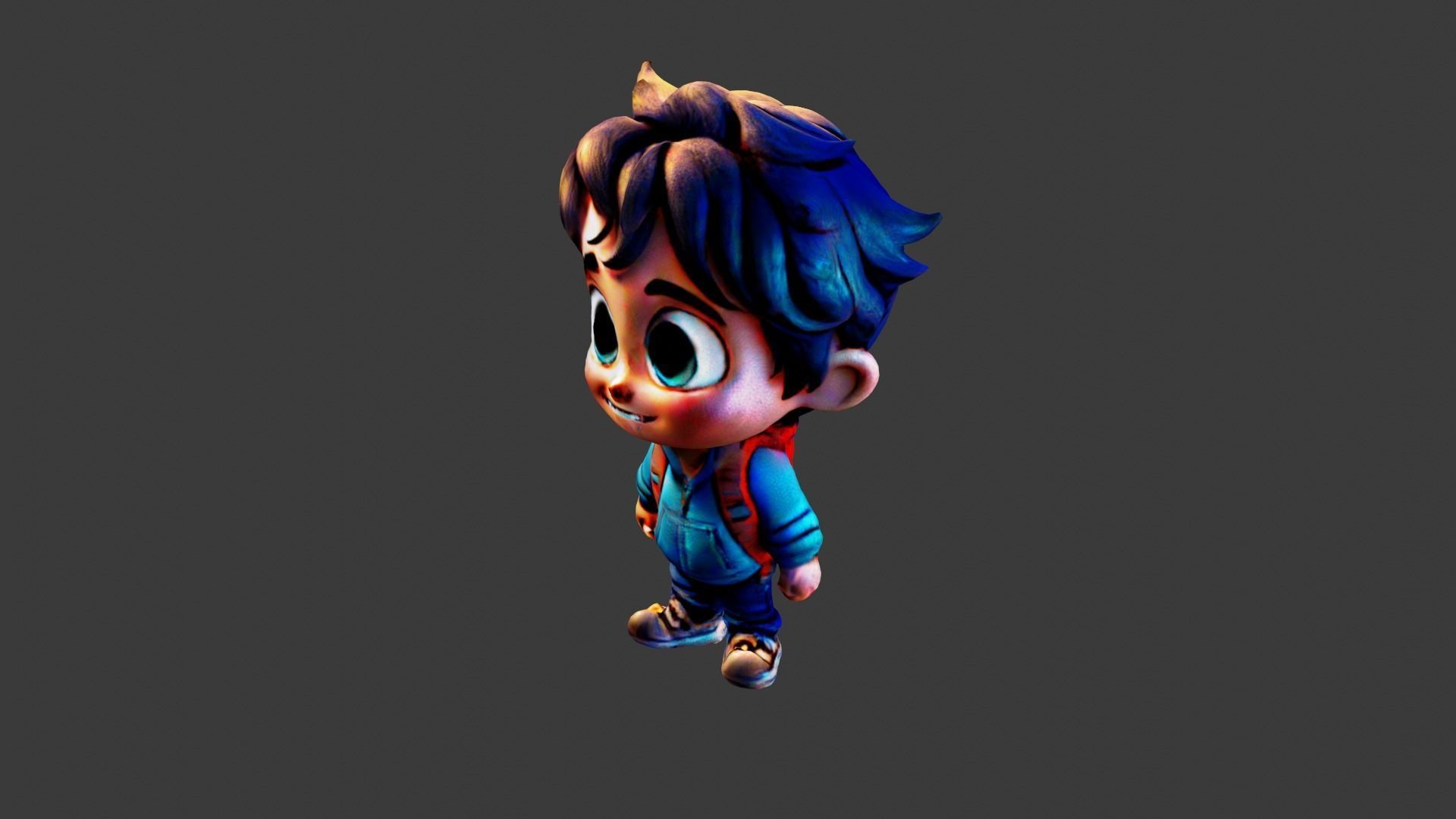 Child Cartoon Low-poly 3D model_2