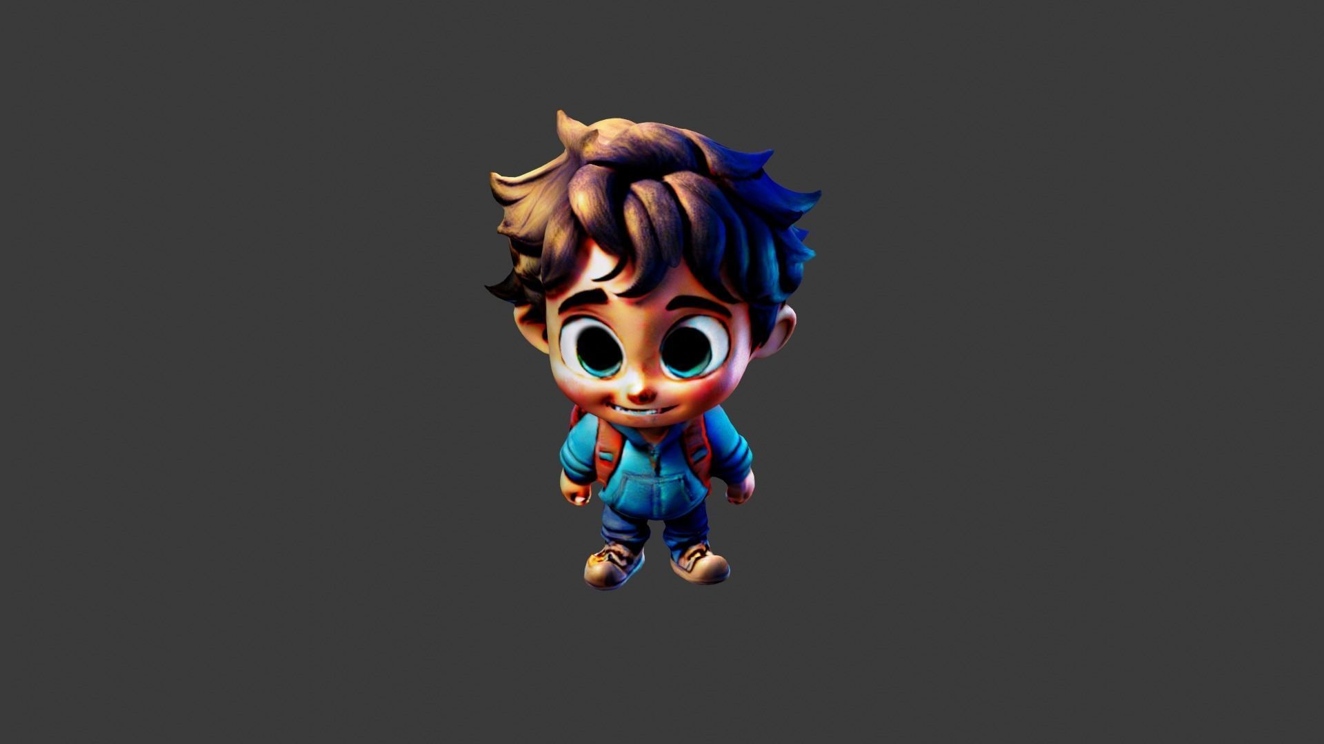 Child Cartoon Low-poly 3D model_5