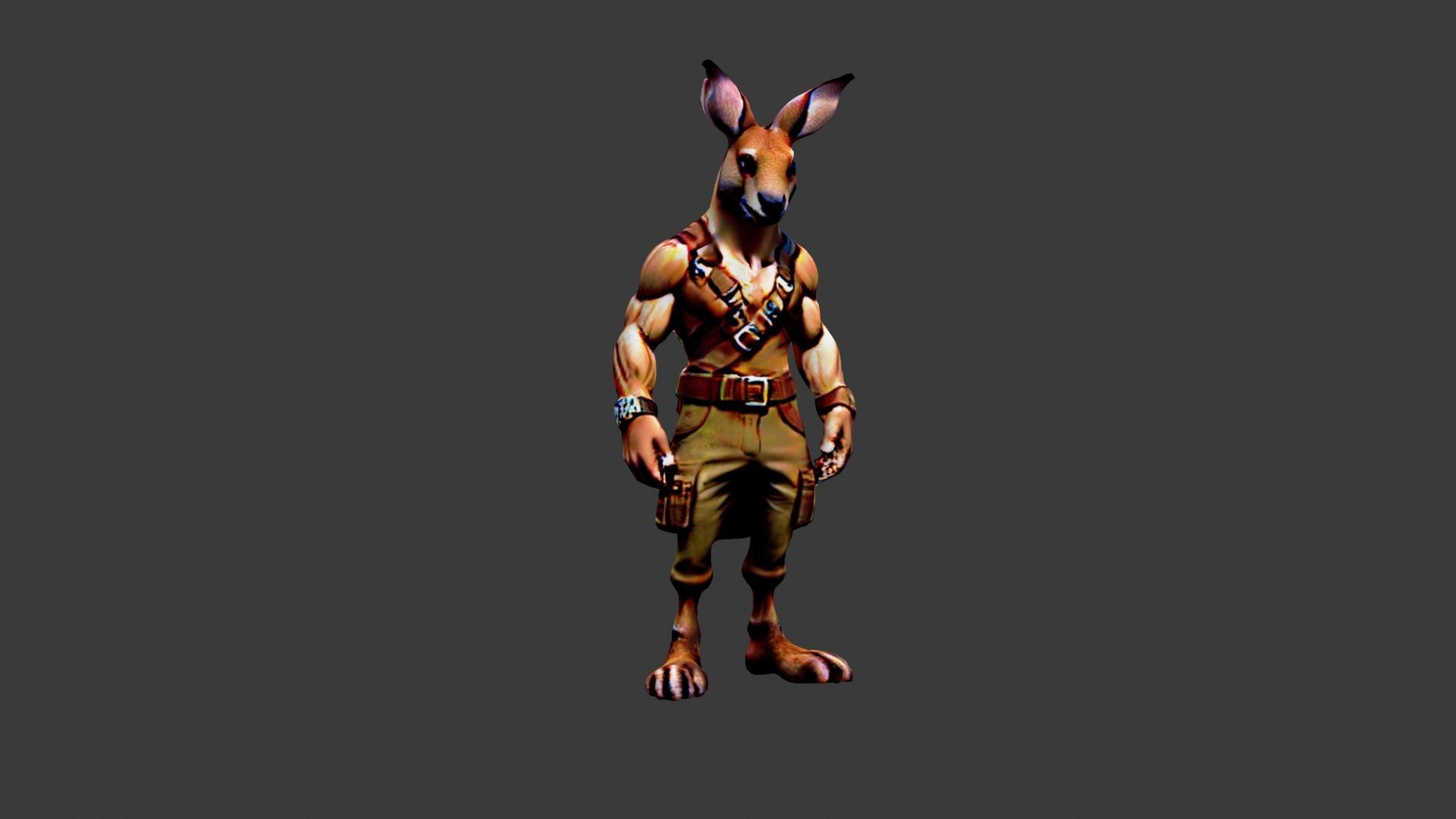 Rabbitman Low-poly 3D model_4