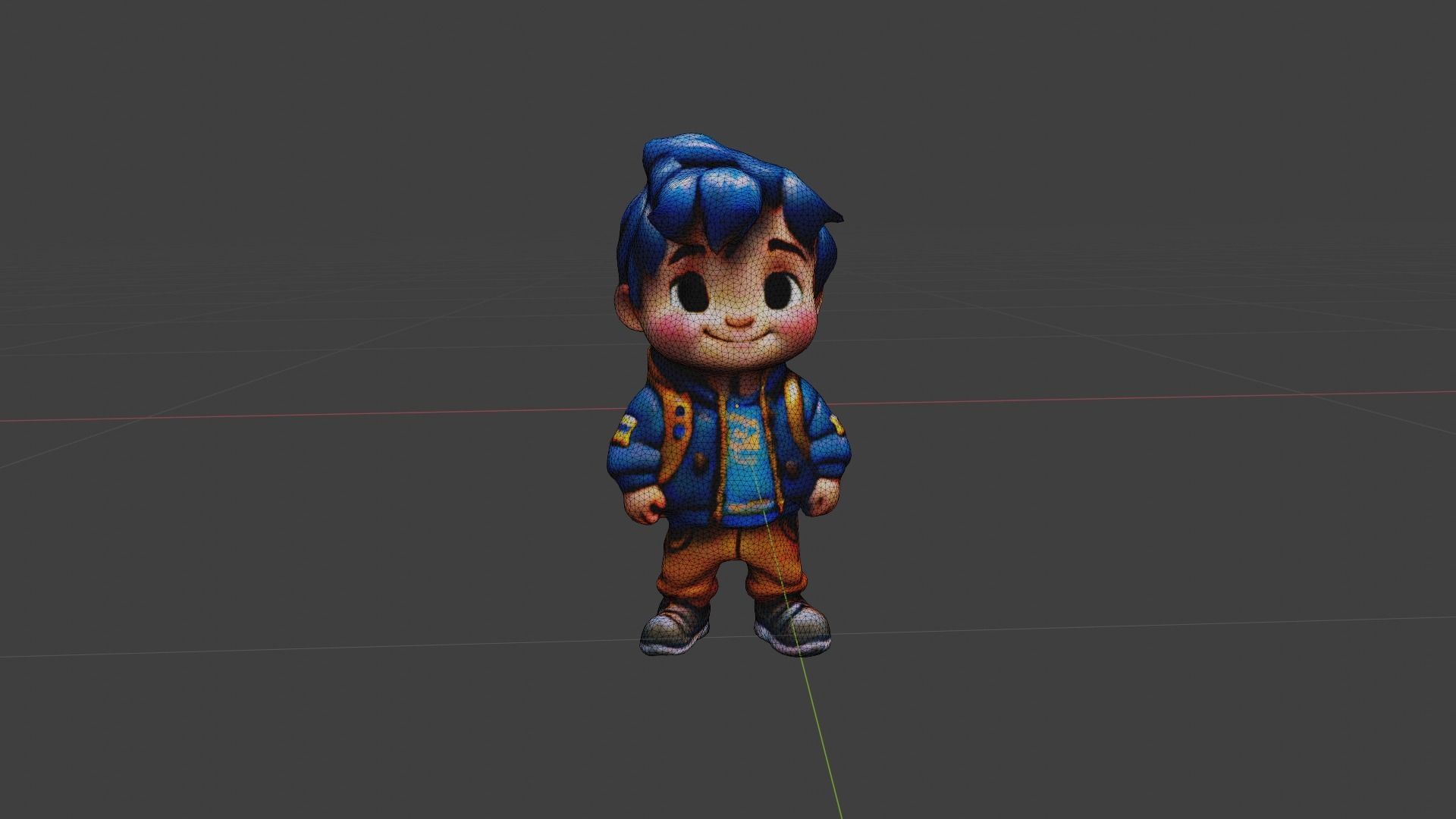 Boy Cartoon Low-poly 3D model_6