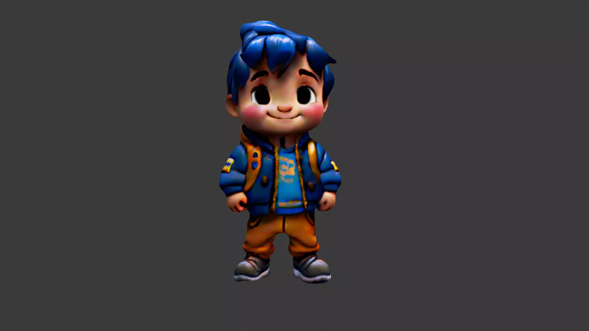 Boy Cartoon Low-poly 3D model_0