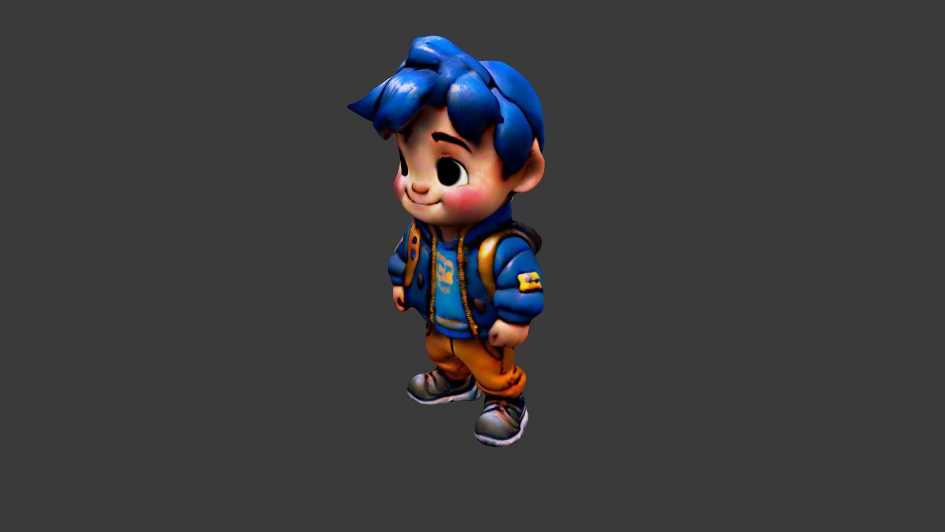 Boy Cartoon Low-poly 3D model_2