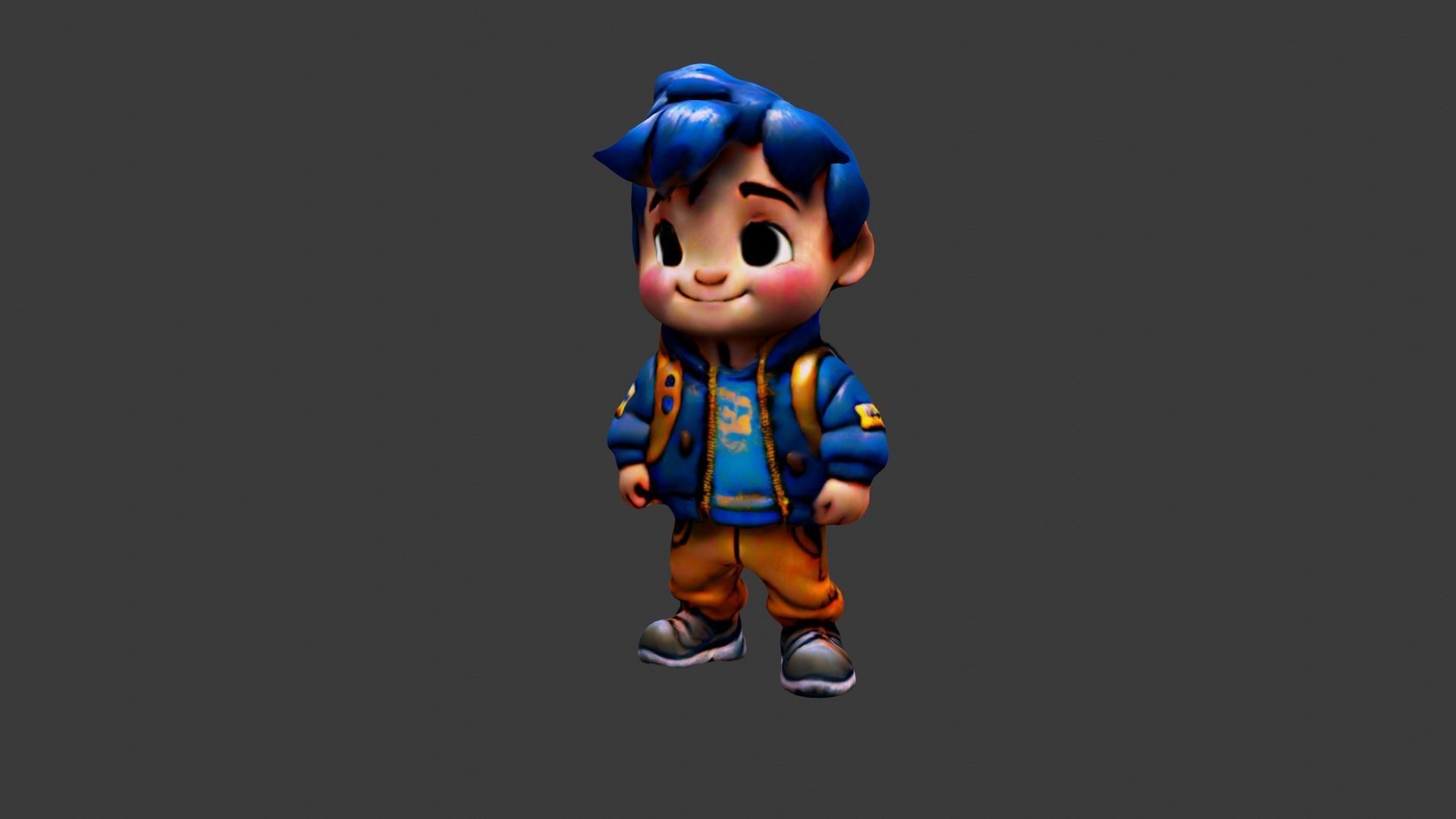 Boy Cartoon Low-poly 3D model_3