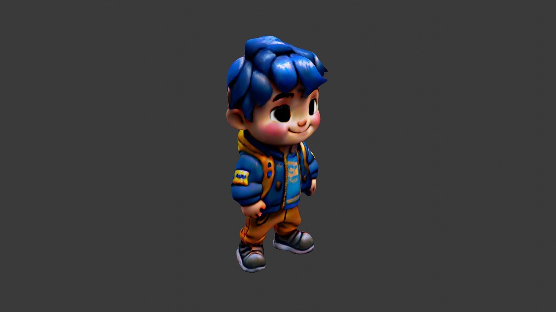 Boy Cartoon Low-poly 3D model_1