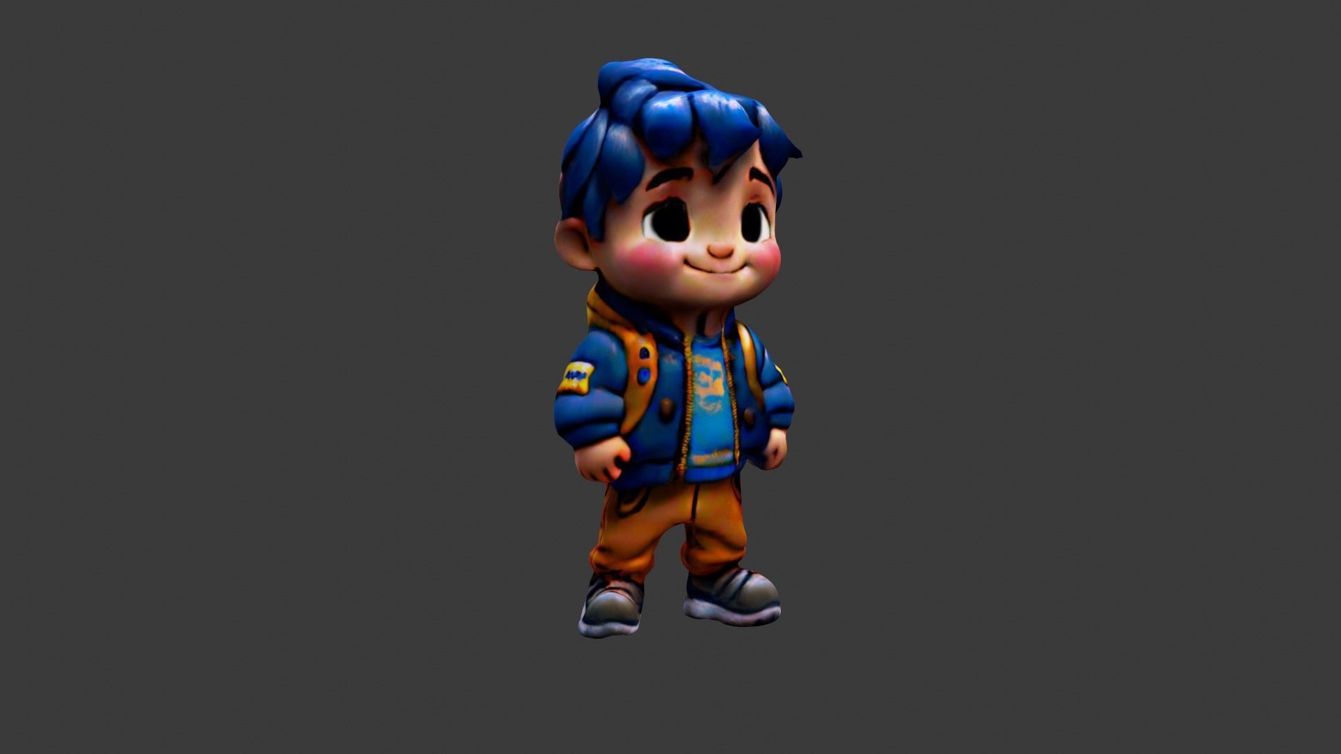 Boy Cartoon Low-poly 3D model_4