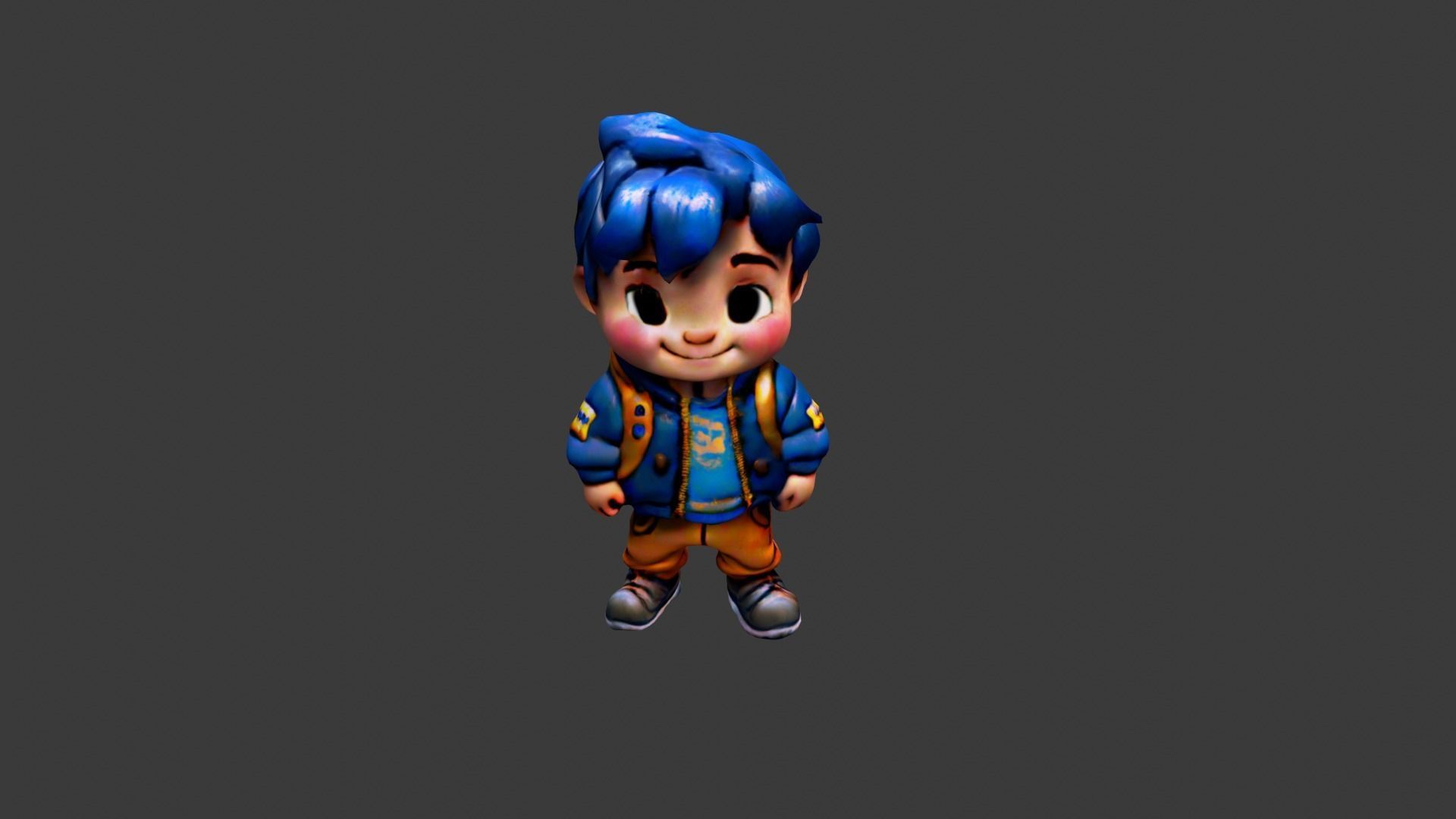 Boy Cartoon Low-poly 3D model_5