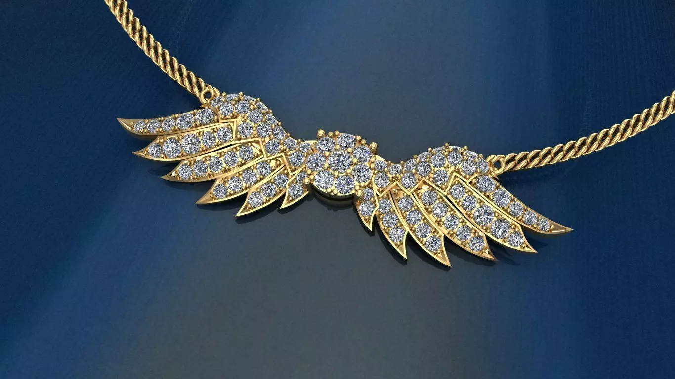 Angel Wings Printable Necklace 3dmodel 3D print model 3D print model_0