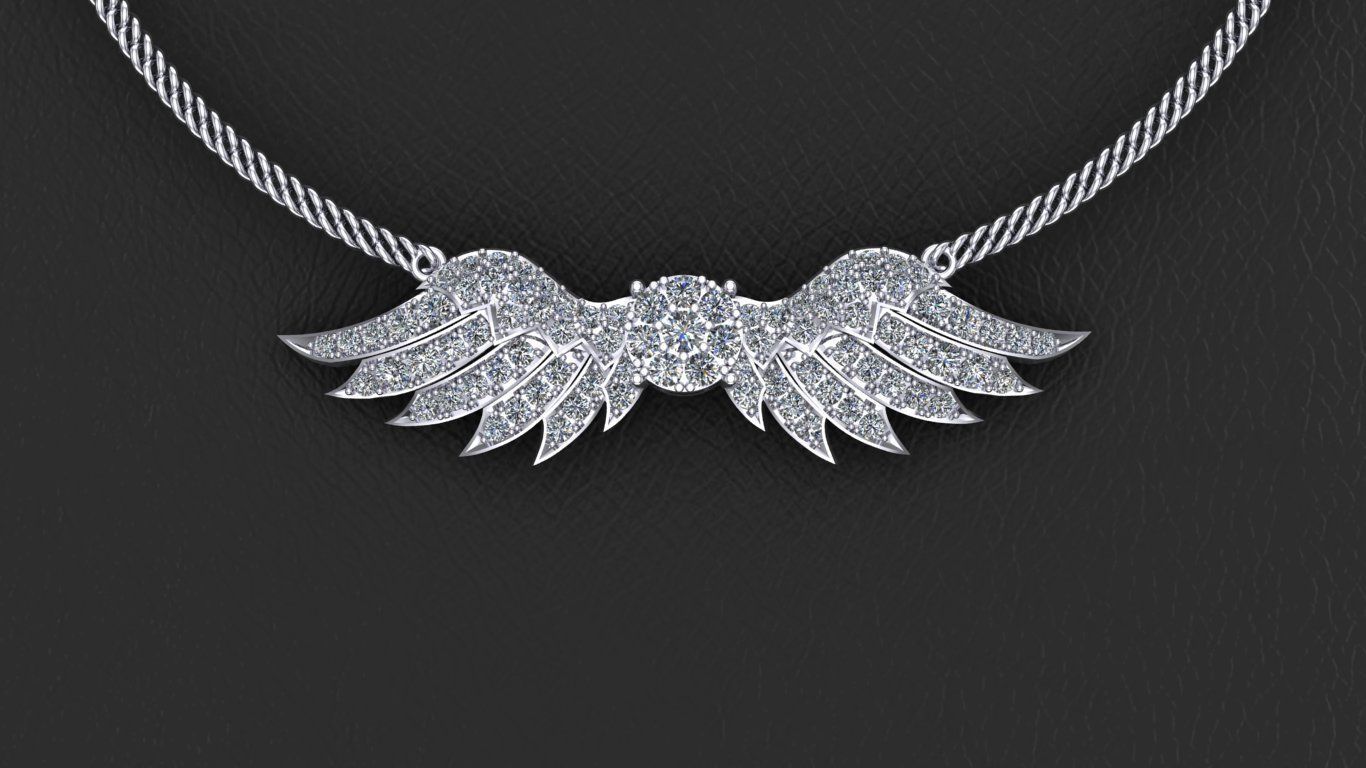 Angel Wings Printable Necklace 3dmodel 3D print model 3D print model_5