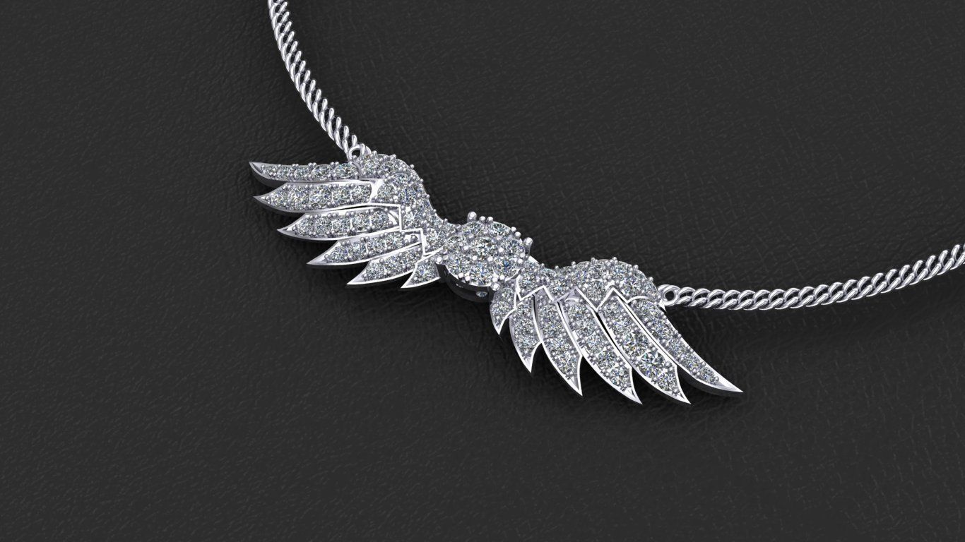 Angel Wings Printable Necklace 3dmodel 3D print model 3D print model_3