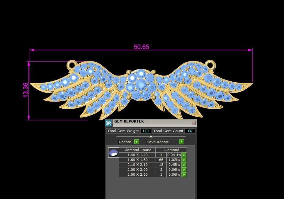 Angel Wings Printable Necklace 3dmodel 3D print model 3D print model_8