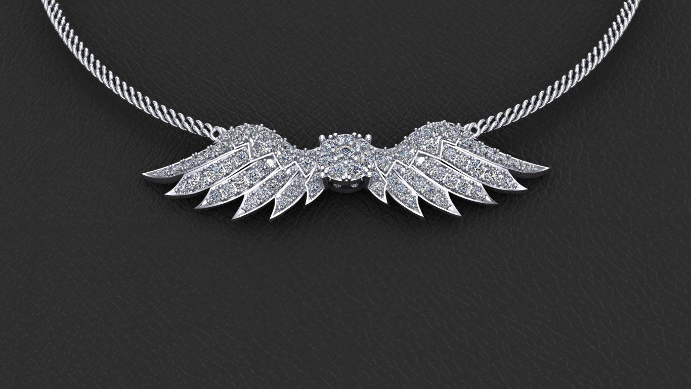 Angel Wings Printable Necklace 3dmodel 3D print model 3D print model_4