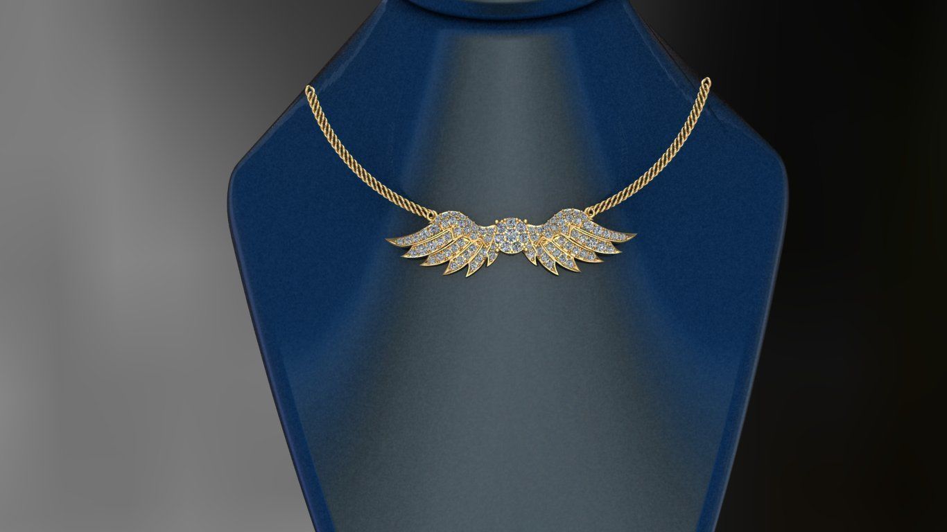 Angel Wings Printable Necklace 3dmodel 3D print model 3D print model_2
