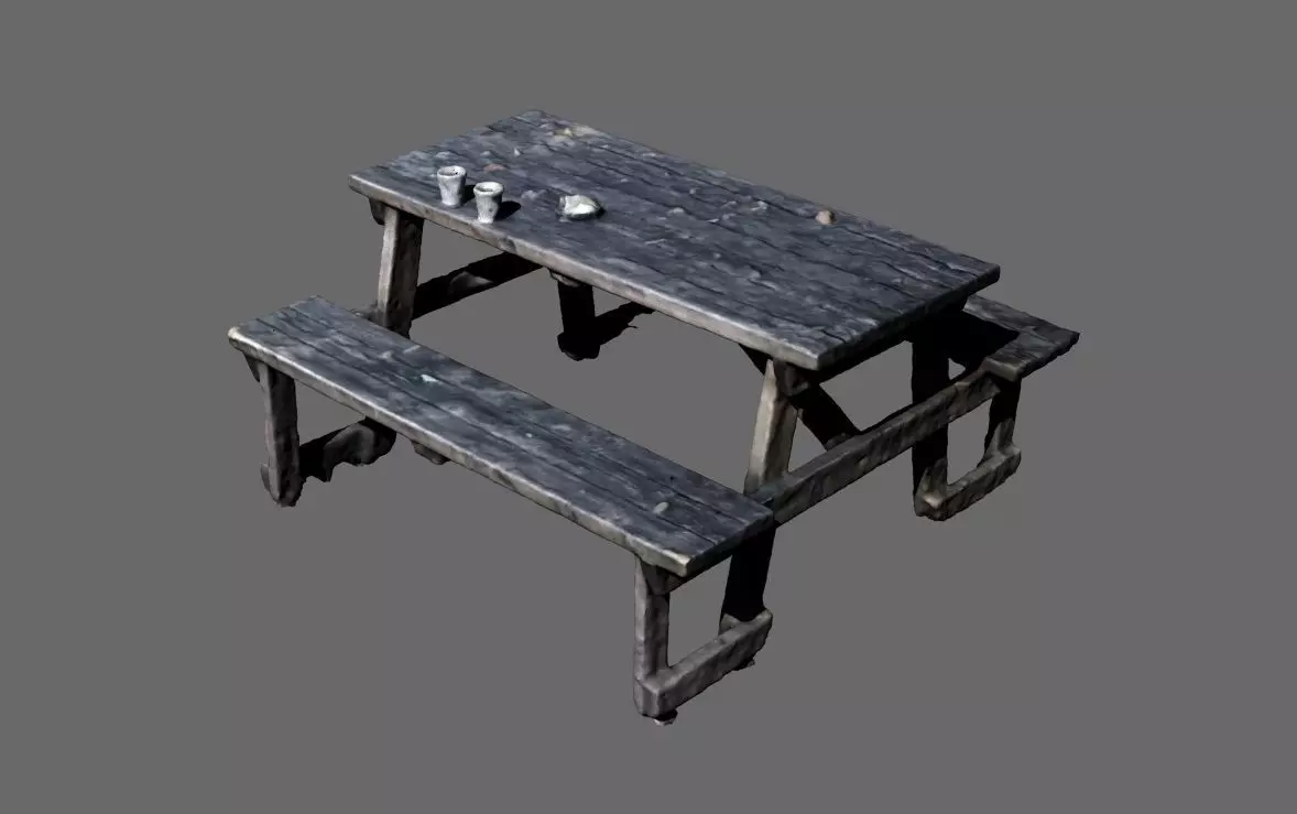 picnic table garden table Low-poly 3D model